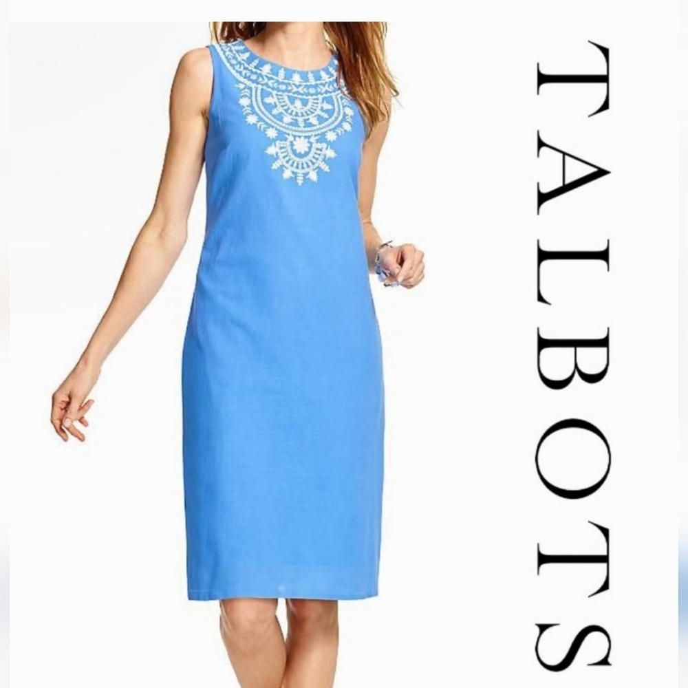 Women's blue talbots sleeveless summer dress